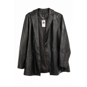 Torrid Black Faux Leather Blazer Size 1X Single Button Jacket
